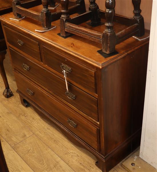A late Victorian walnut four drawer chest W.108cm
